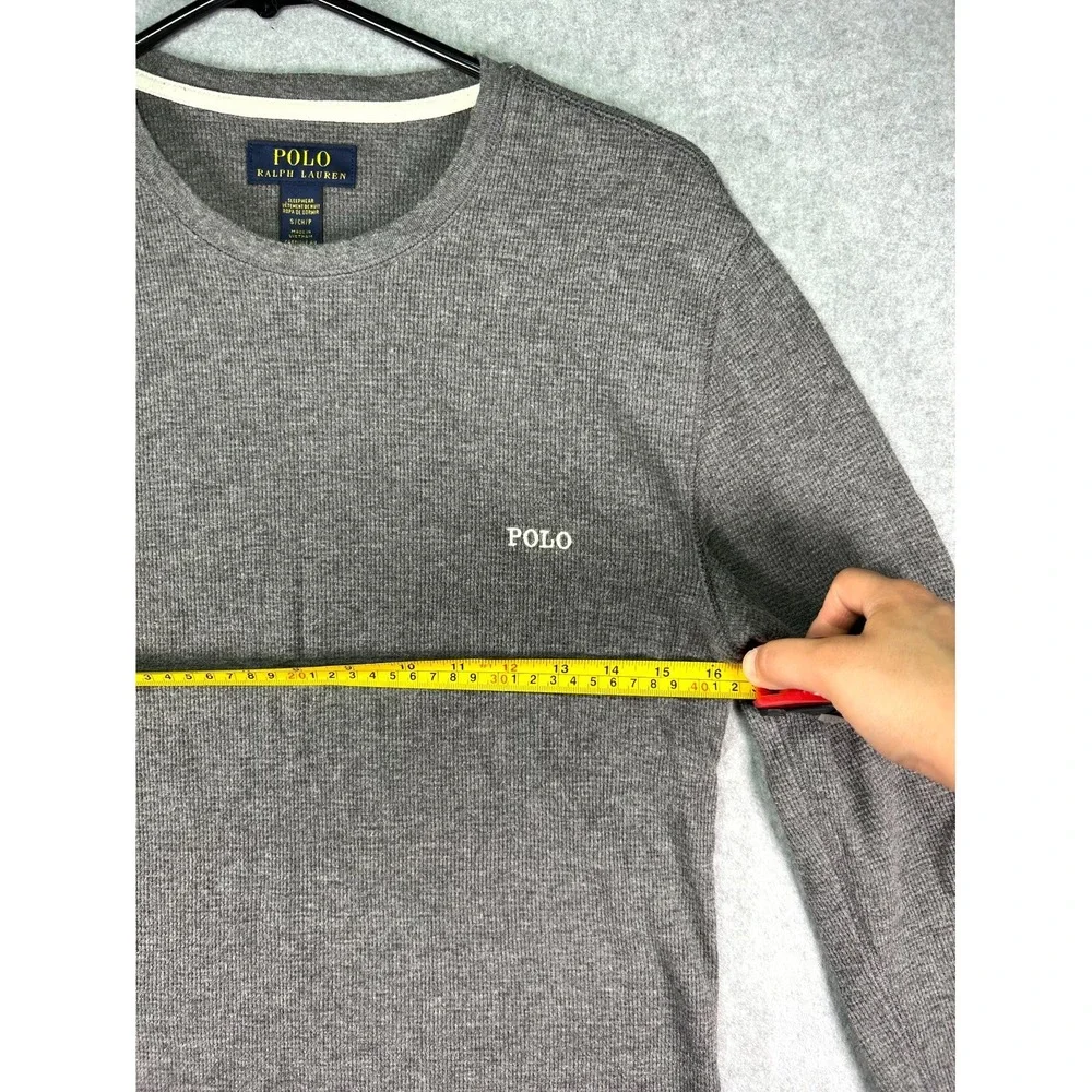 Polo Ralph Lauren Sleepwear Shirt Men's Small Gray Waffle Knit Embroidered Logo